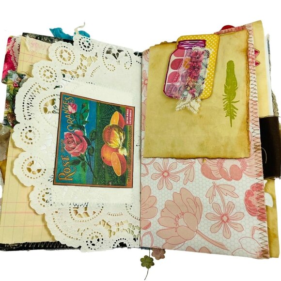 Handmade Junk Journal Blank 60 Pages Vintage Modern Mixed Pages Inc Ephemera u - Picture 9 of 11